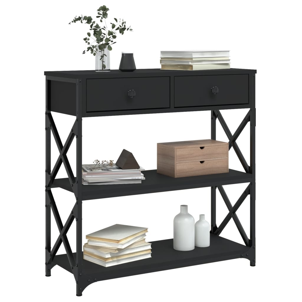 vidaXL Console Table Black 75x28x75 cm Engineered Wood