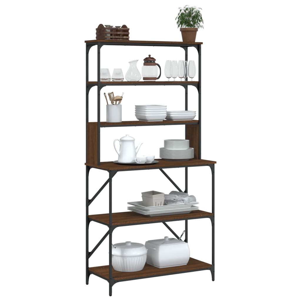 vidaXL Baker's Rack 6-Tier Brown Oak 90x40x180 cm Engineered Wood