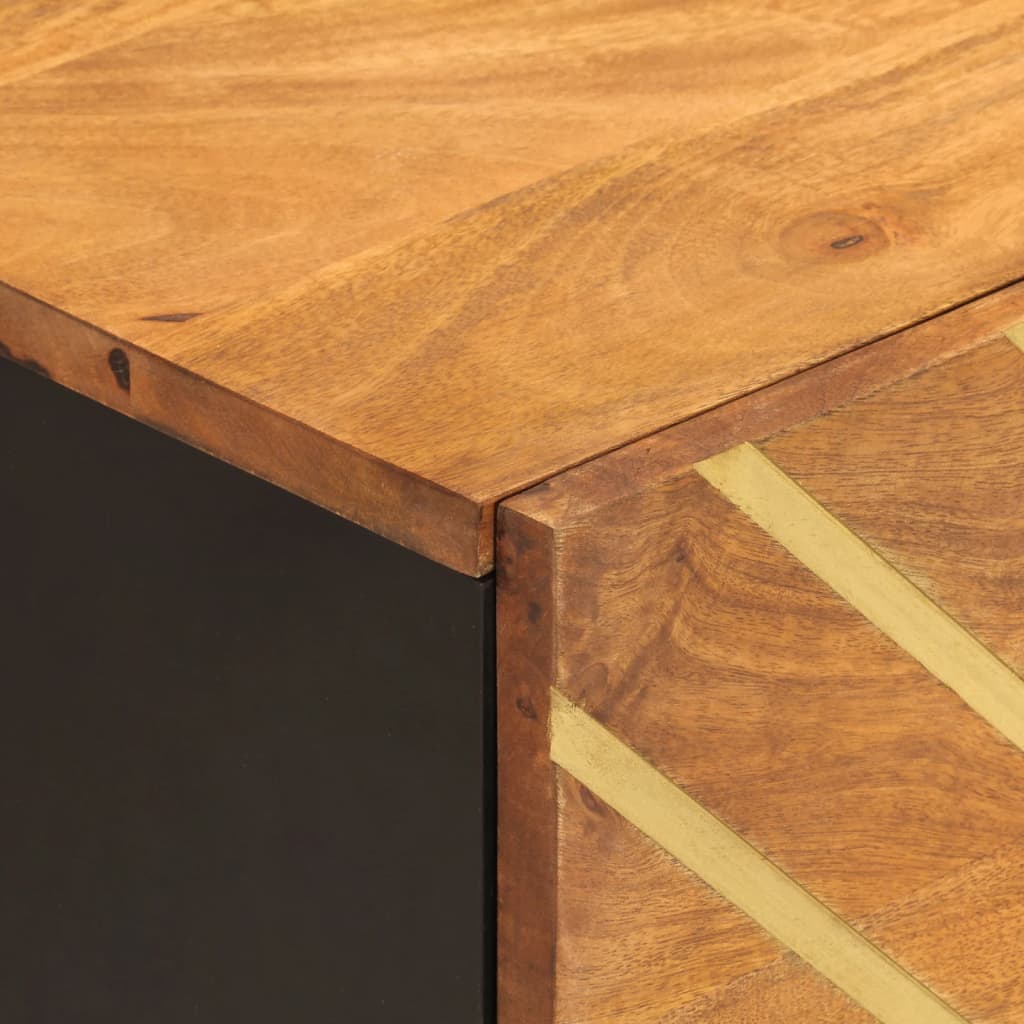 Bedside Cabinet Brown and Black Solid Wood Mango