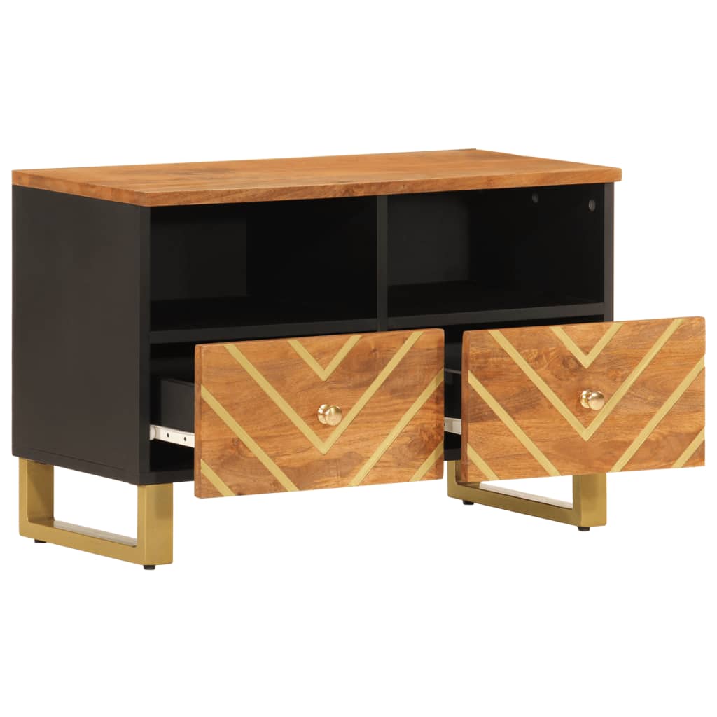 TV Cabinet Brown and Black 70x33,5x46 cm Solid Wood Mango