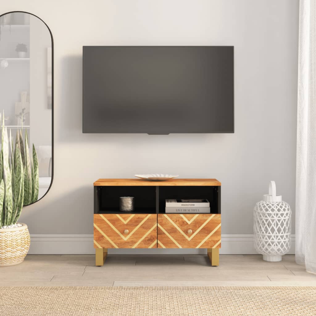 TV Cabinet Brown and Black 70x33,5x46 cm Solid Wood Mango