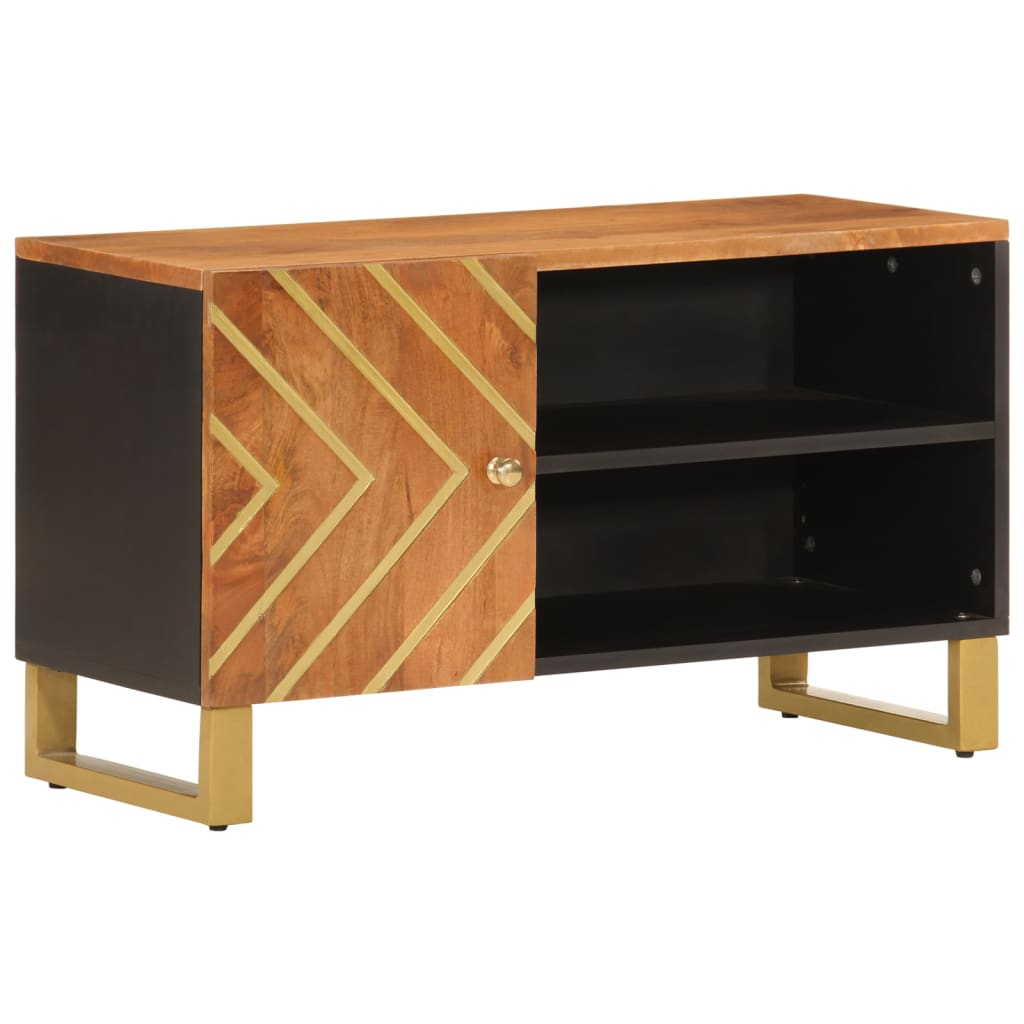 TV Cabinet Brown and Black 80x31,5x46 cm Solid Wood Mango