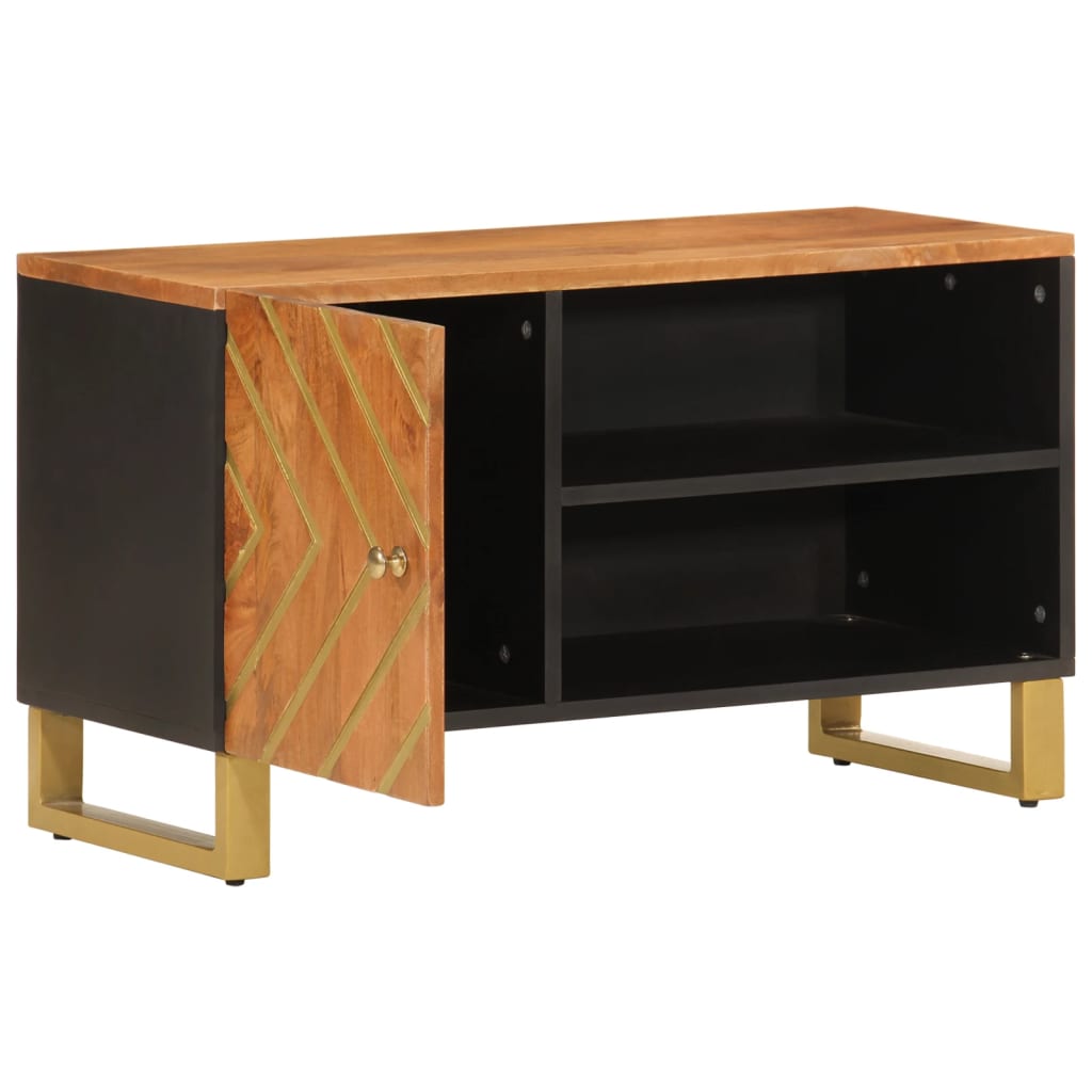 TV Cabinet Brown and Black 80x31,5x46 cm Solid Wood Mango