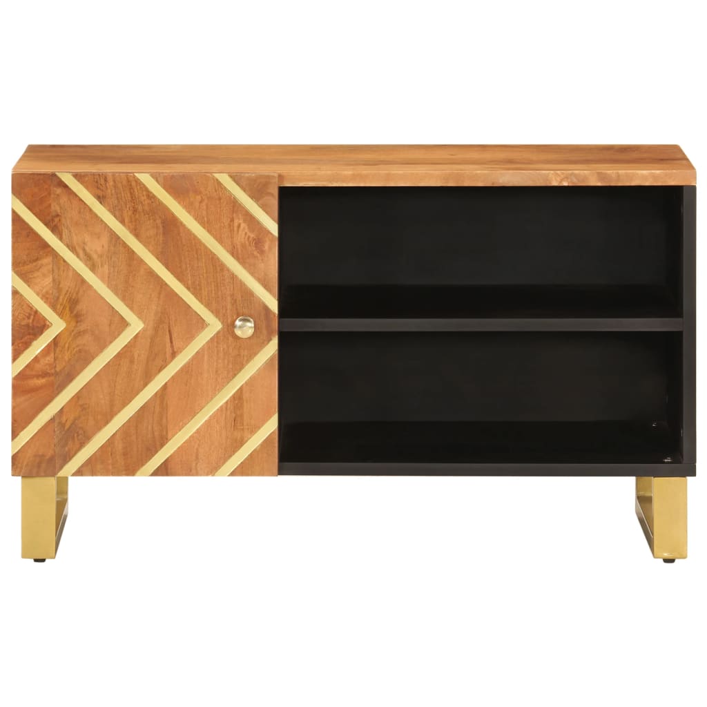 TV Cabinet Brown and Black 80x31,5x46 cm Solid Wood Mango