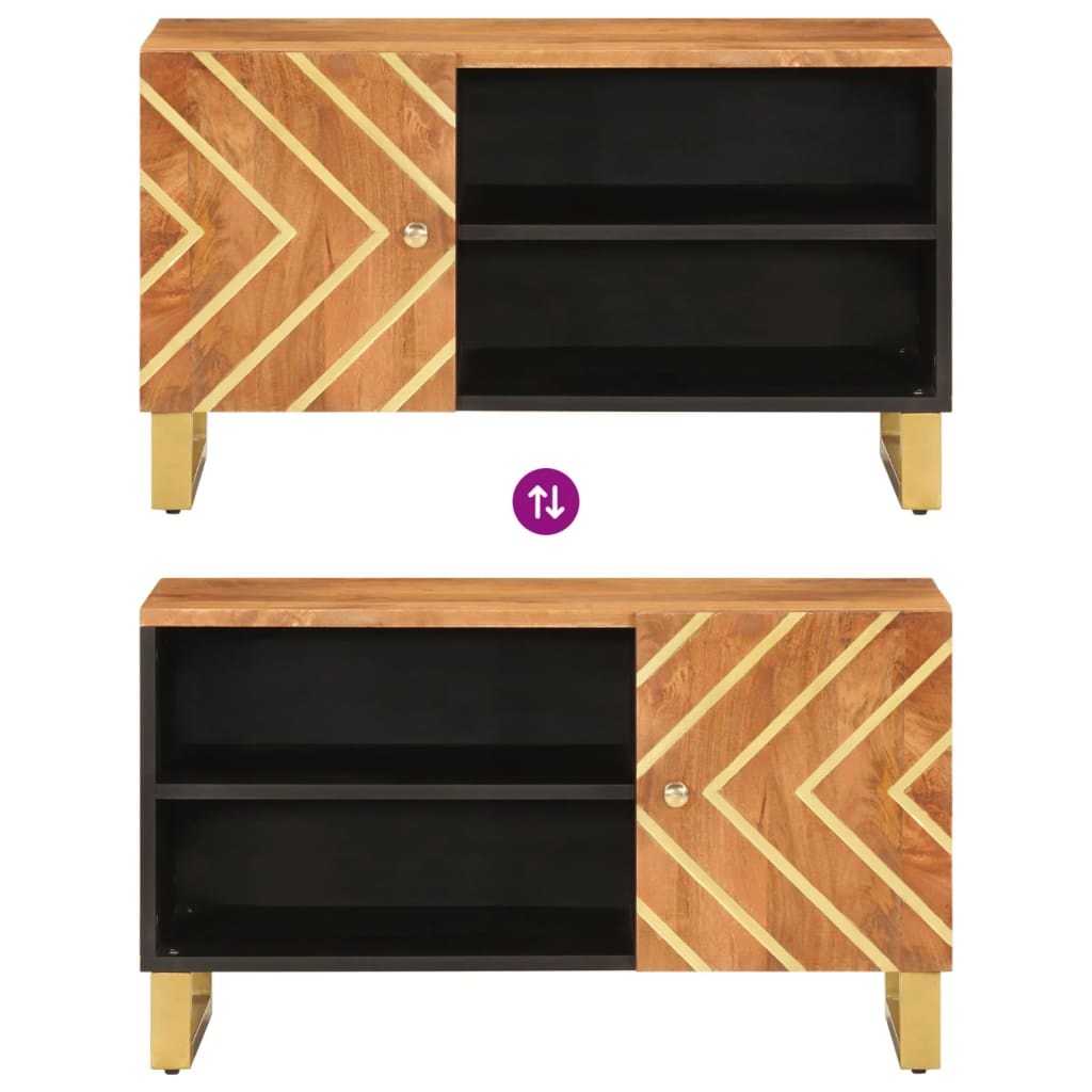 TV Cabinet Brown and Black 80x31,5x46 cm Solid Wood Mango