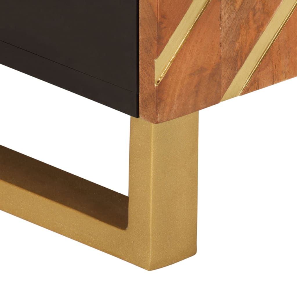 TV Cabinet Brown and Black 80x31,5x46 cm Solid Wood Mango