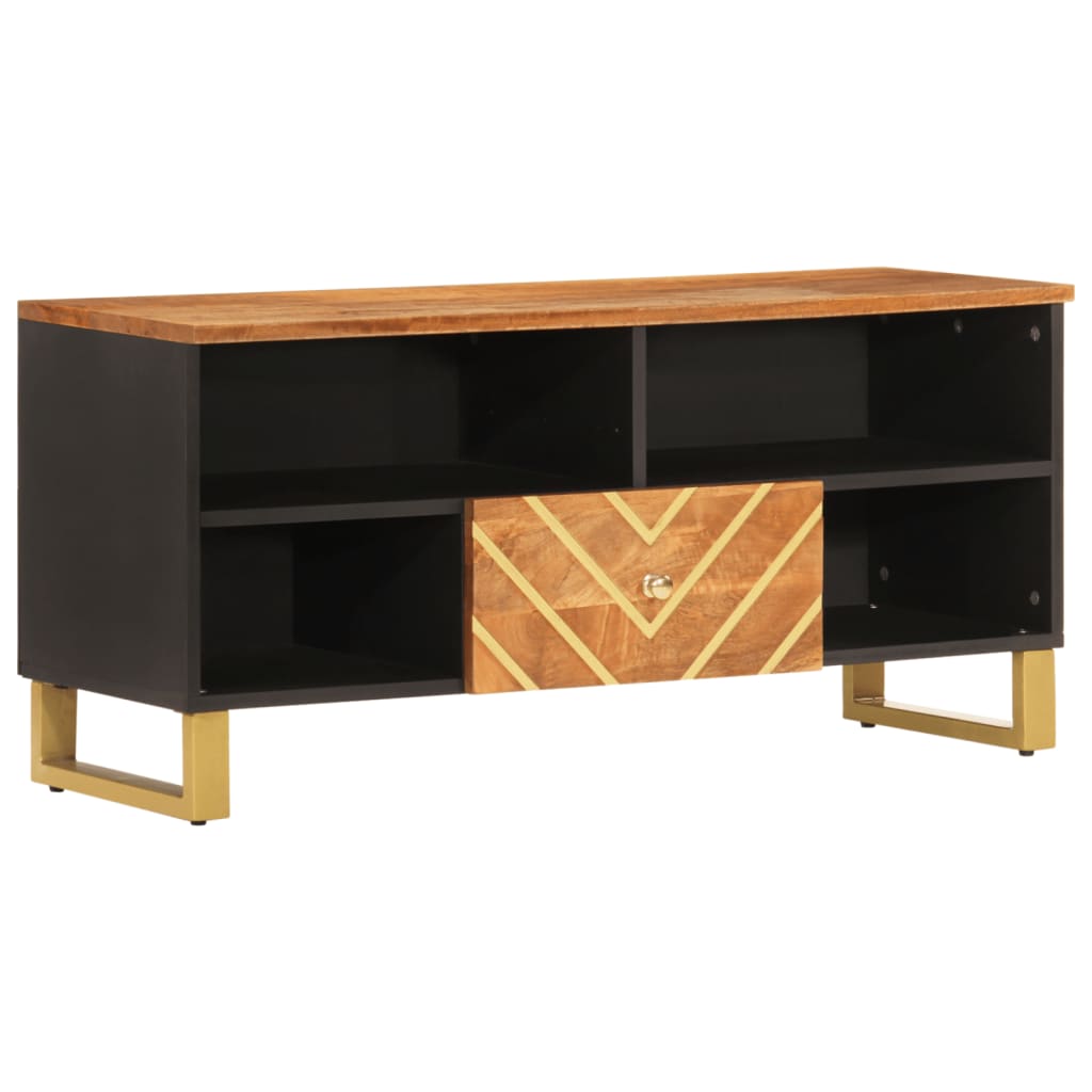 TV Cabinet Brown and Black 100x33,5x46 cm Solid Wood Mango