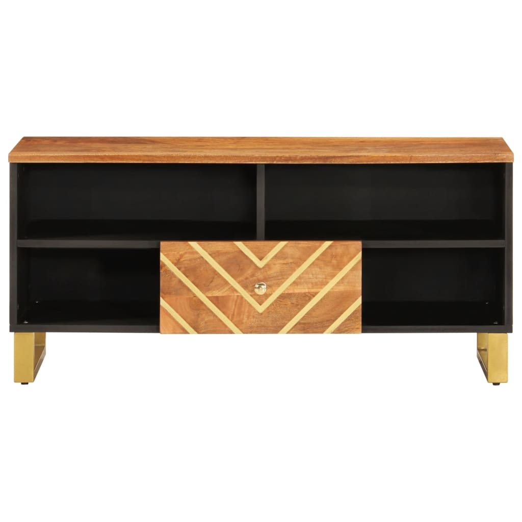 TV Cabinet Brown and Black 100x33,5x46 cm Solid Wood Mango