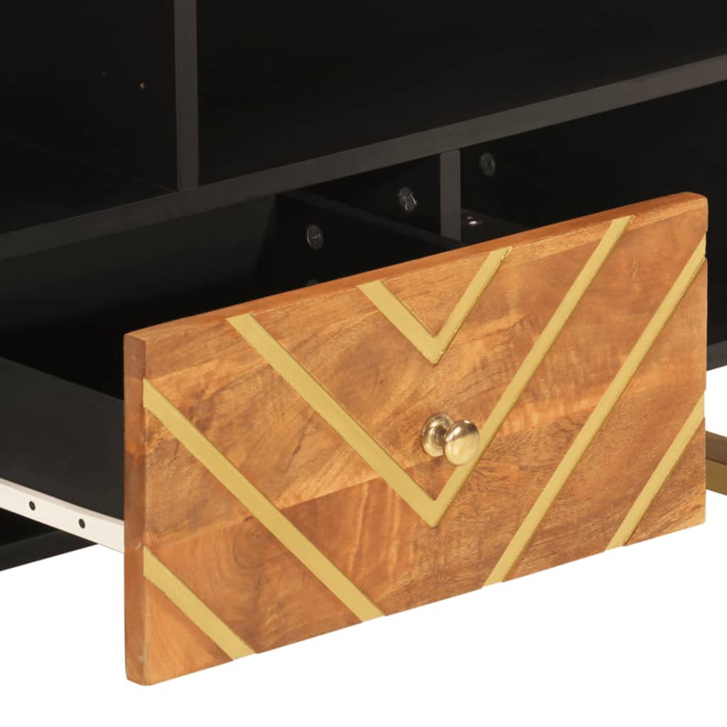 TV Cabinet Brown and Black 100x33,5x46 cm Solid Wood Mango