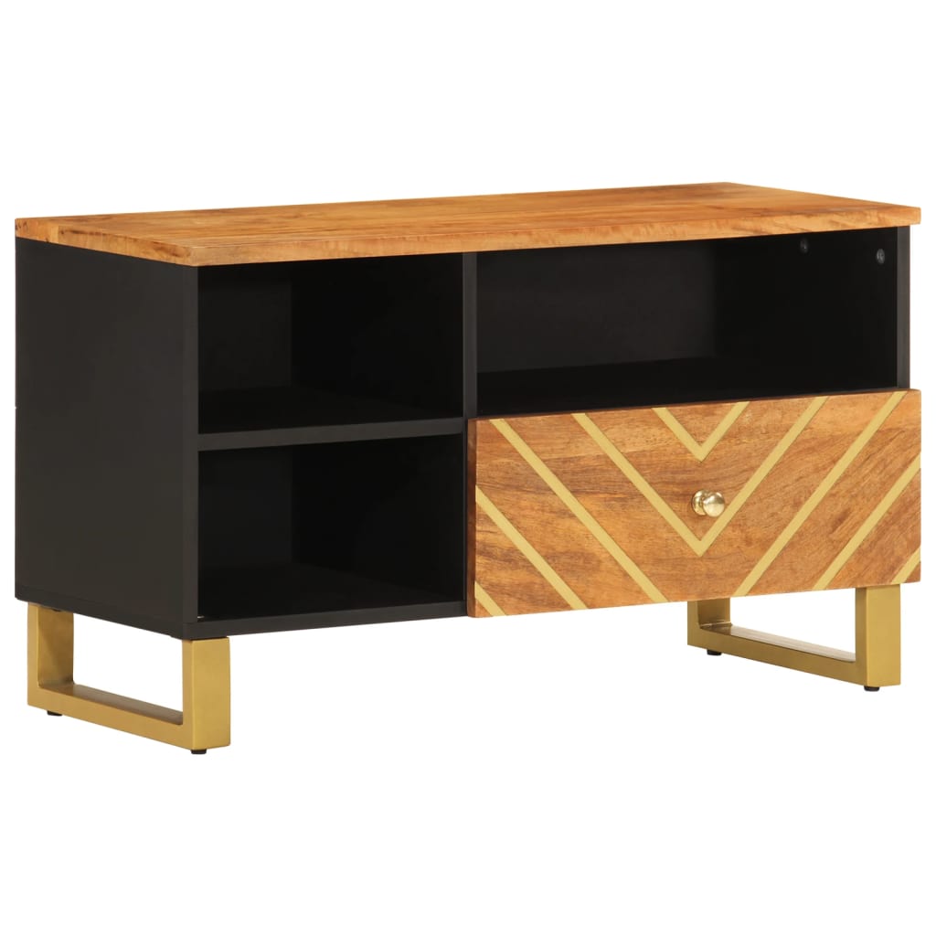 TV Cabinet Brown and Black 80x33,5x46 cm Solid Wood Mango