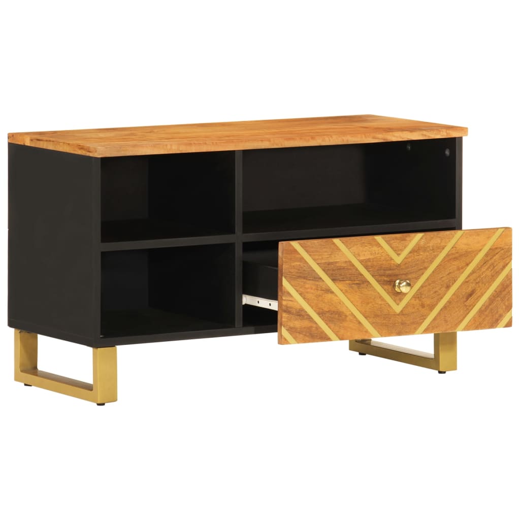TV Cabinet Brown and Black 80x33,5x46 cm Solid Wood Mango