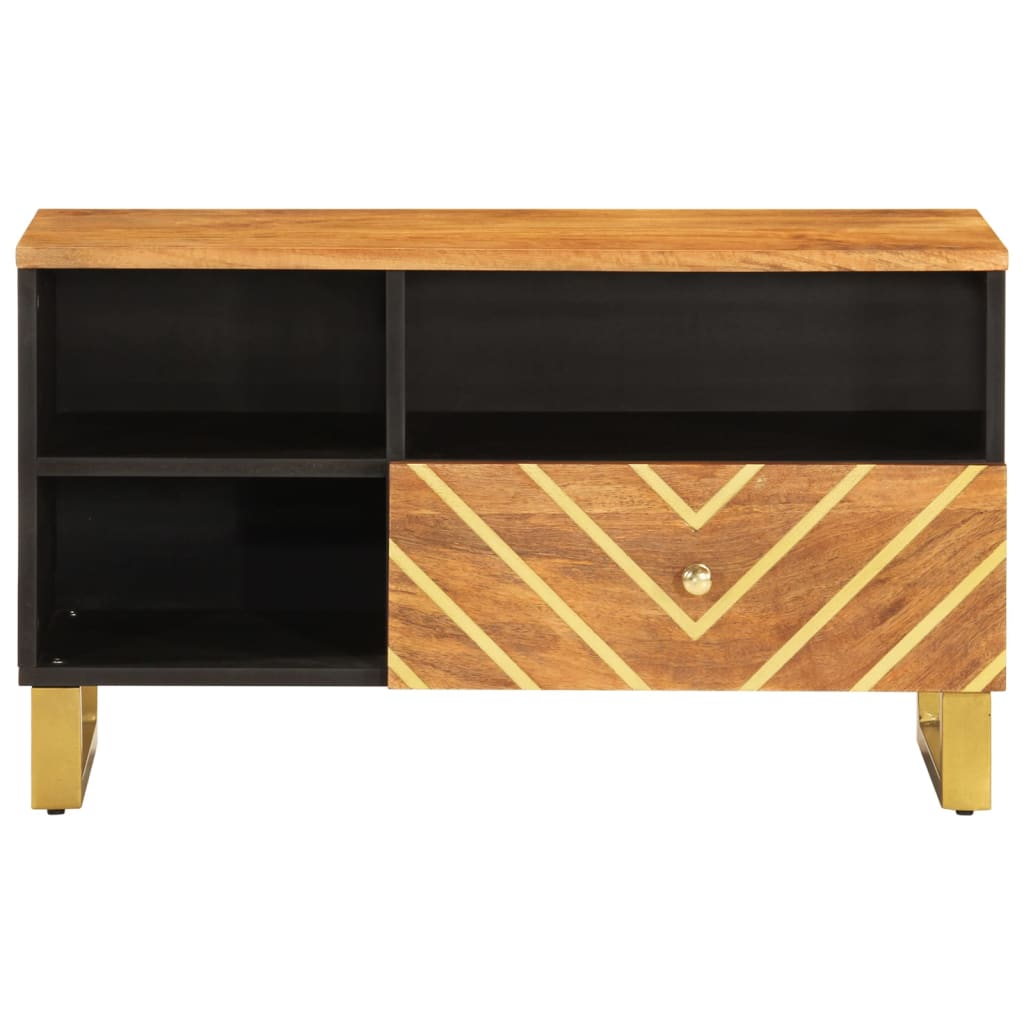 TV Cabinet Brown and Black 80x33,5x46 cm Solid Wood Mango