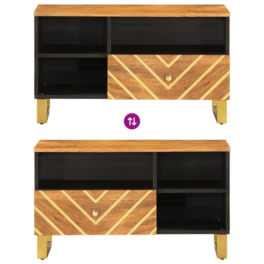 TV Cabinet Brown and Black 80x33,5x46 cm Solid Wood Mango