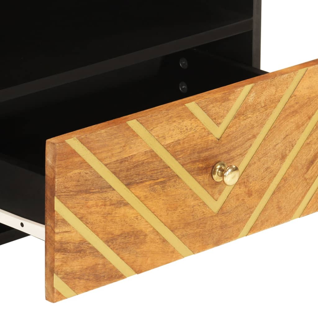 TV Cabinet Brown and Black 80x33,5x46 cm Solid Wood Mango