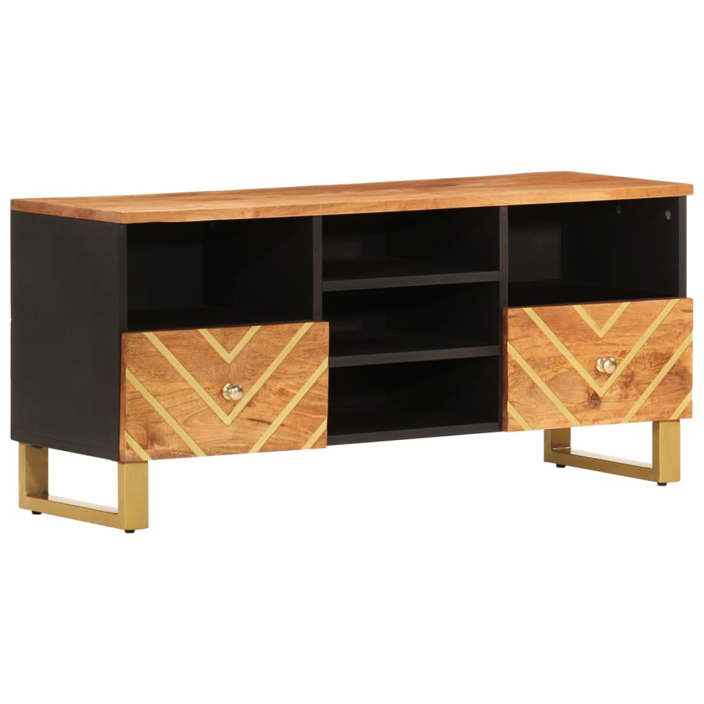 TV Cabinet Brown and Black 100x33,5x46 cm Solid Wood Mango
