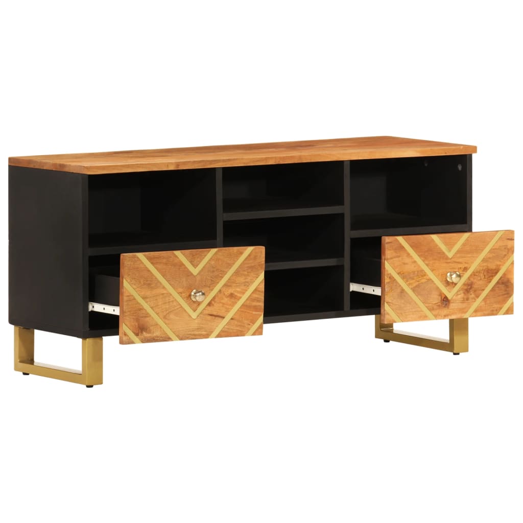 TV Cabinet Brown and Black 100x33,5x46 cm Solid Wood Mango