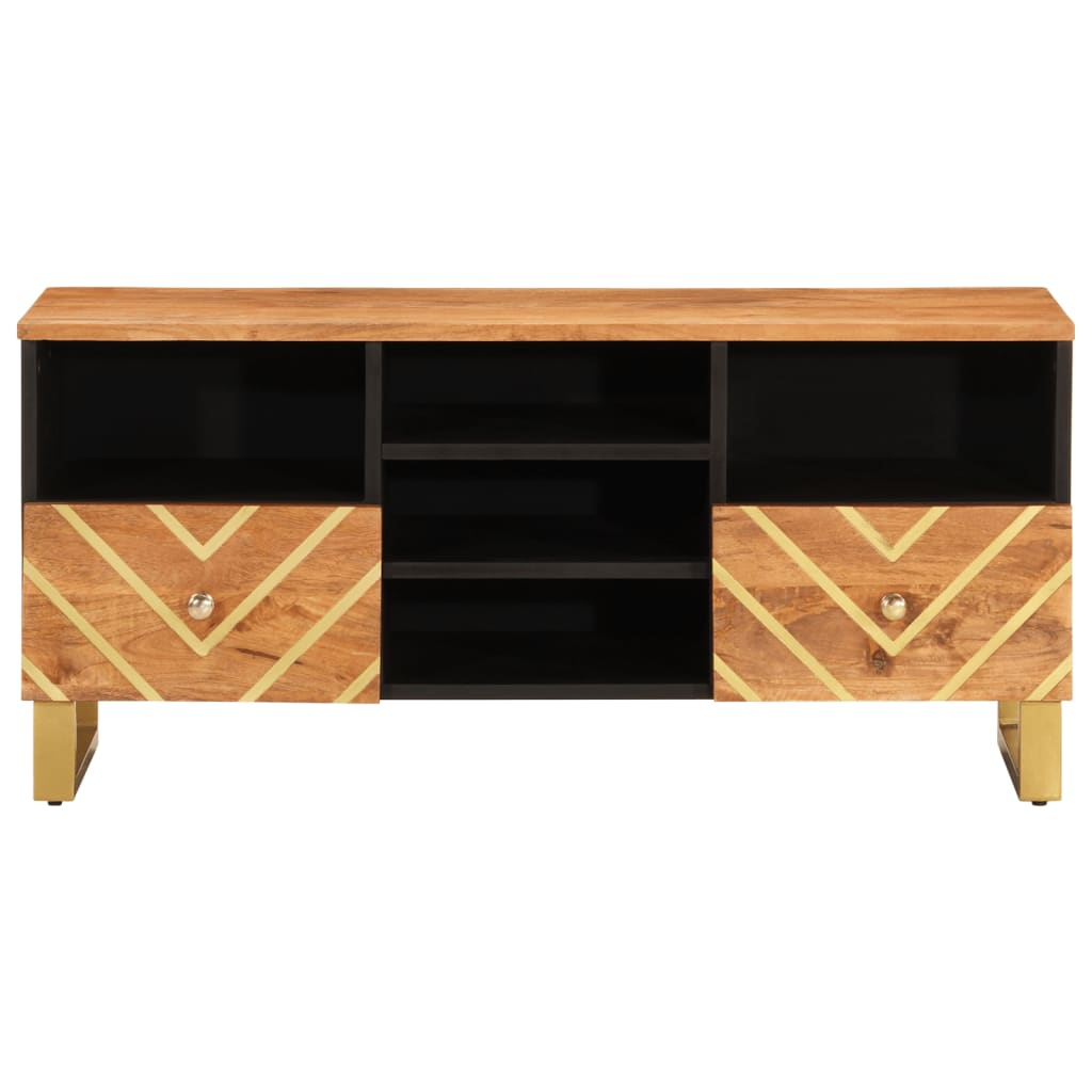 TV Cabinet Brown and Black 100x33,5x46 cm Solid Wood Mango
