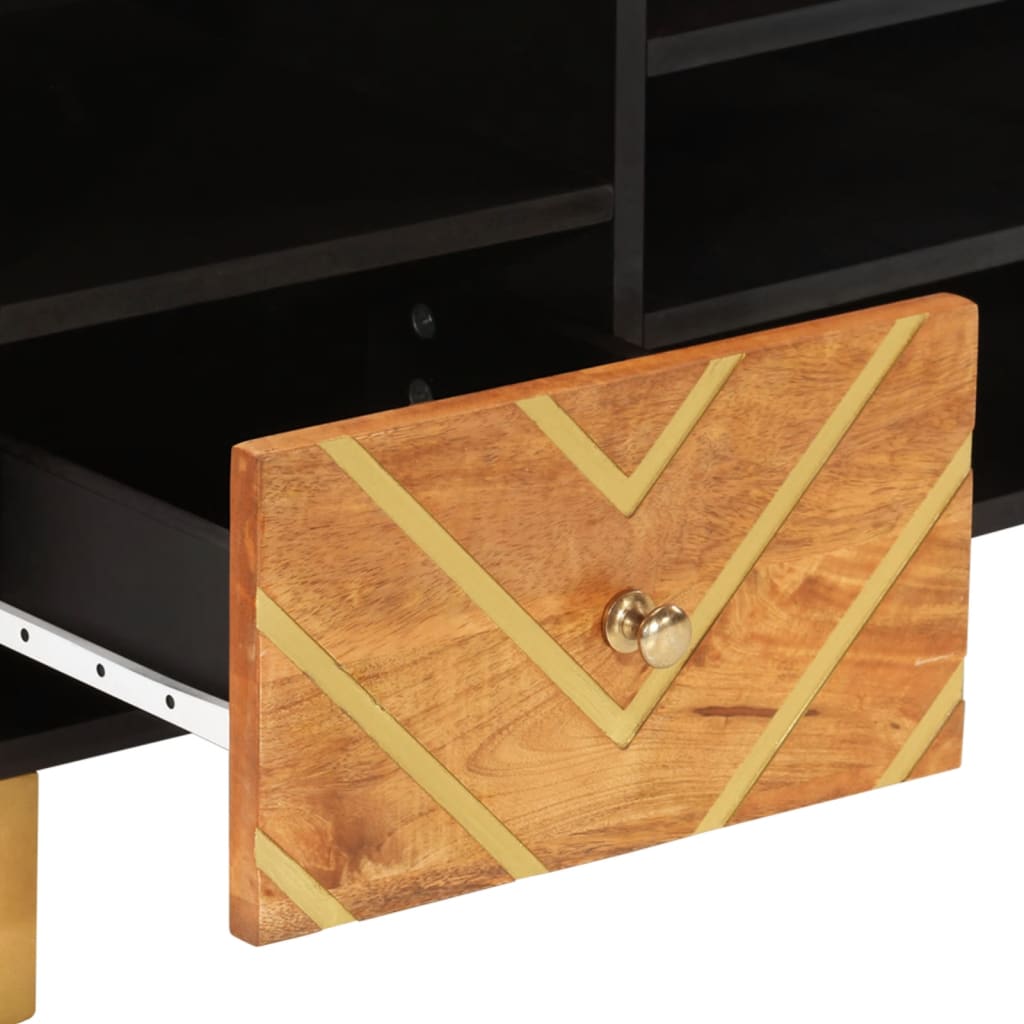 TV Cabinet Brown and Black 100x33,5x46 cm Solid Wood Mango