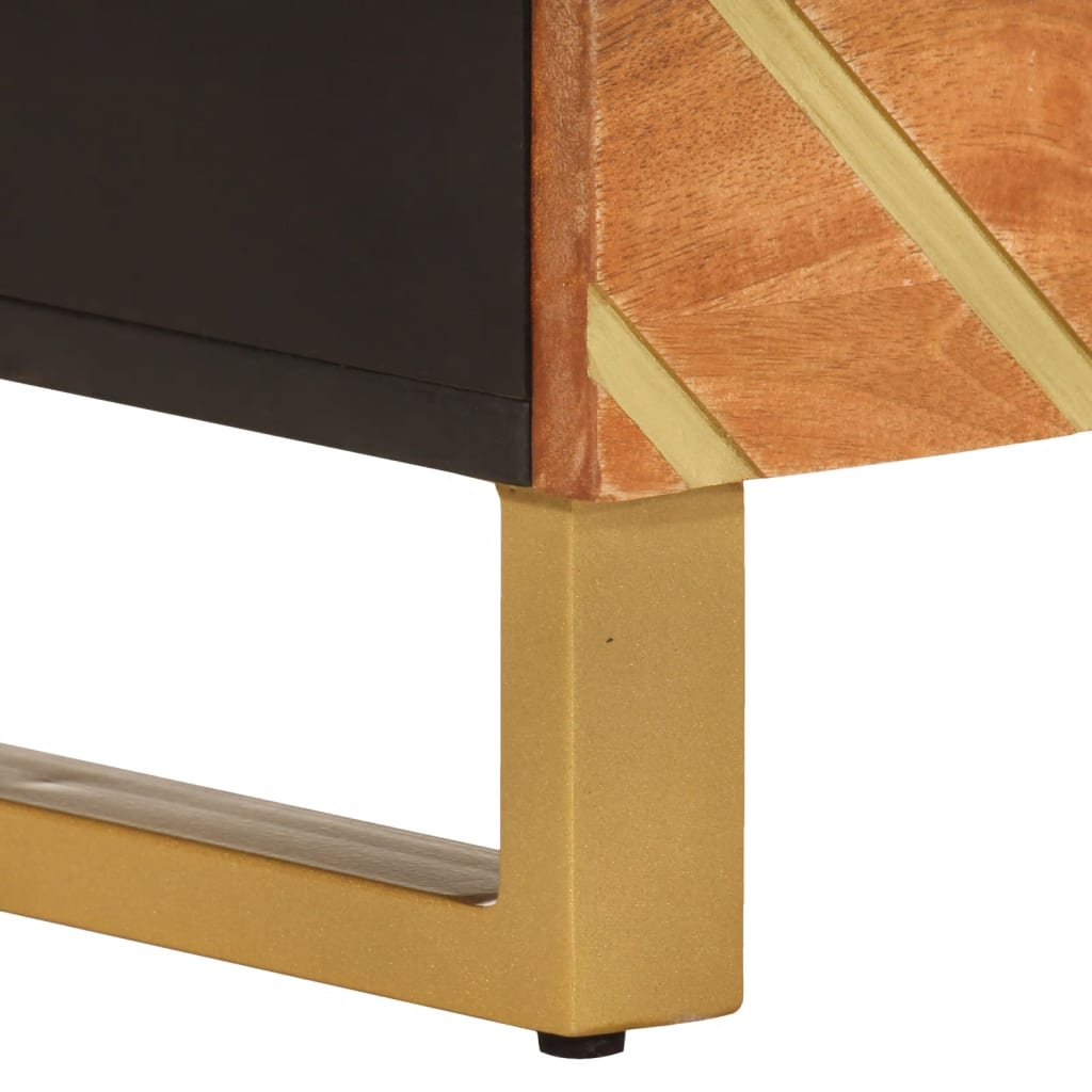 TV Cabinet Brown and Black 100x33,5x46 cm Solid Wood Mango