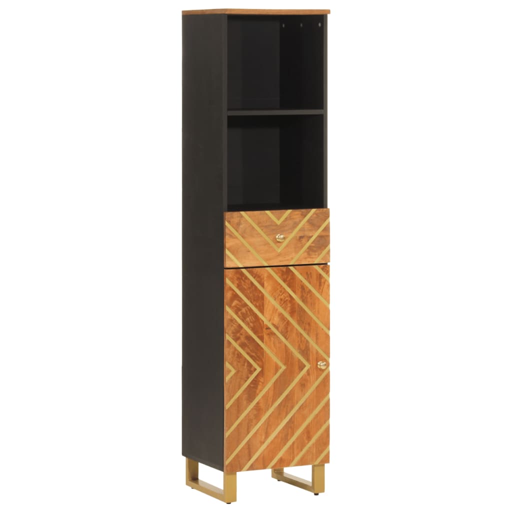 Bathroom Cabinet Brown and Black 38x33.5x160cm Solid Wood Mango