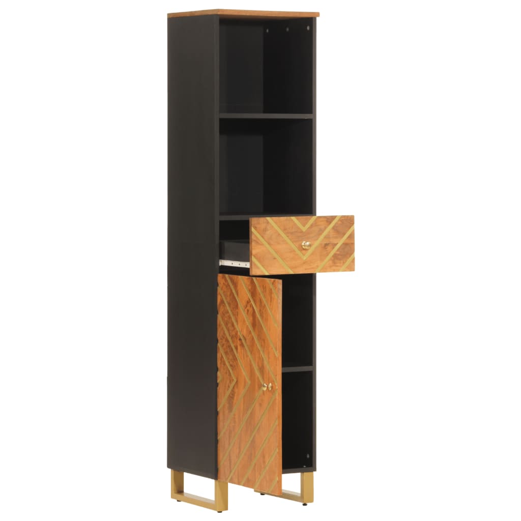 Bathroom Cabinet Brown and Black 38x33.5x160cm Solid Wood Mango