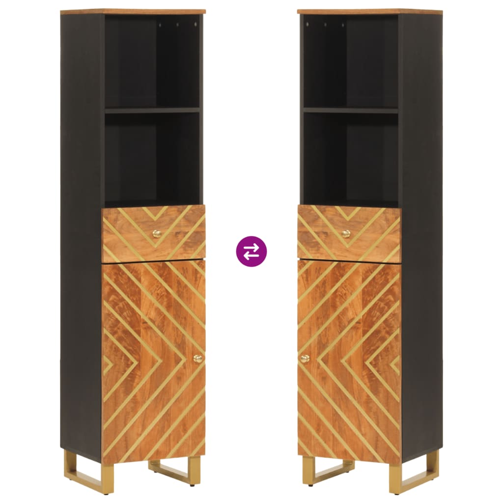 Bathroom Cabinet Brown and Black 38x33.5x160cm Solid Wood Mango