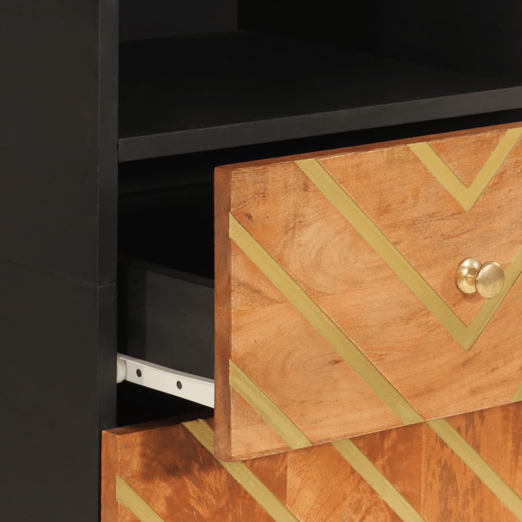 Bathroom Cabinet Brown and Black 38x33.5x160cm Solid Wood Mango