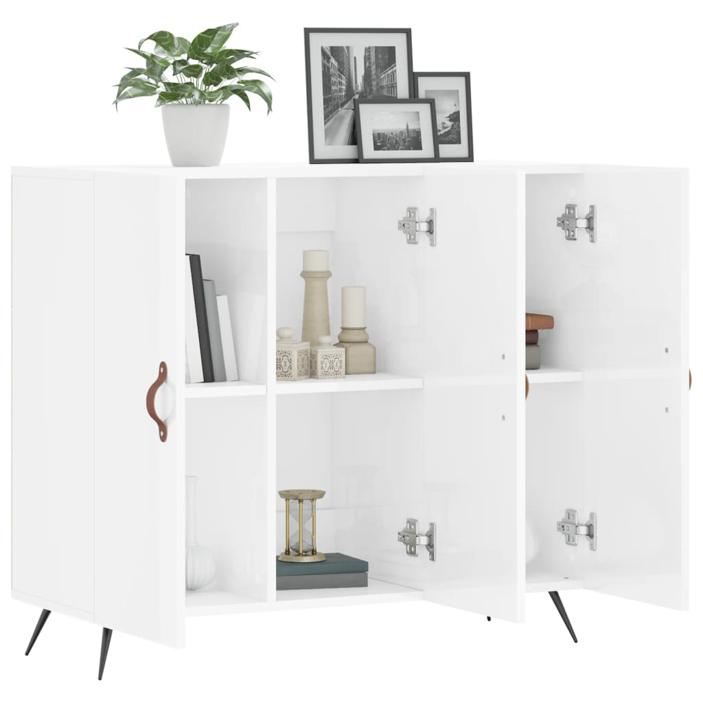 Sideboard High Gloss White 90x34x80 cm Engineered Wood