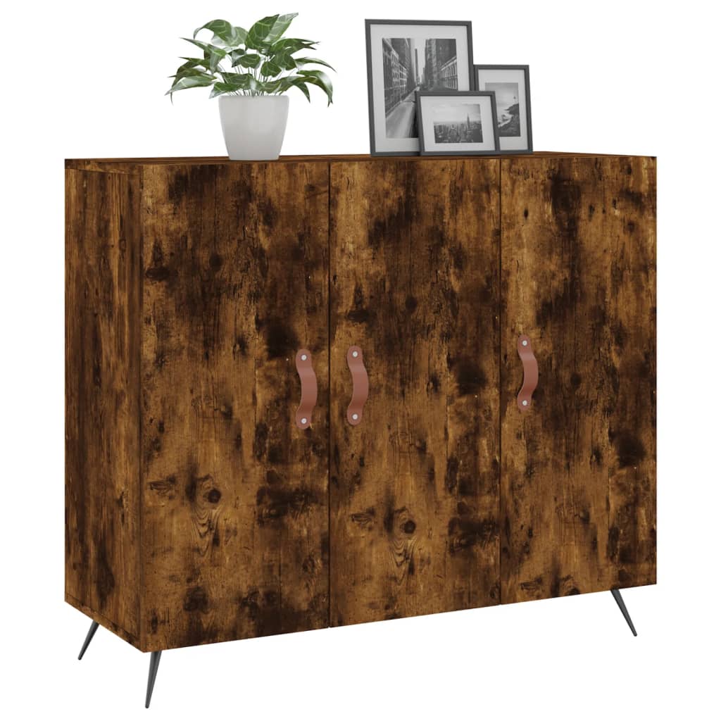 Sideboard Smoked Oak 90x34x80 cm Engineered Wood