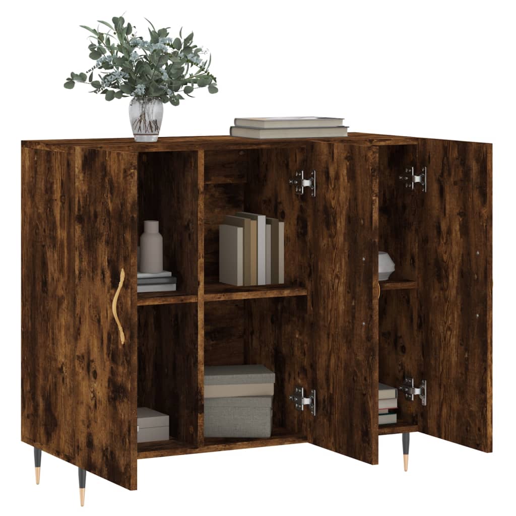 Sideboard Smoked Oak 90x34x80 cm Engineered Wood
