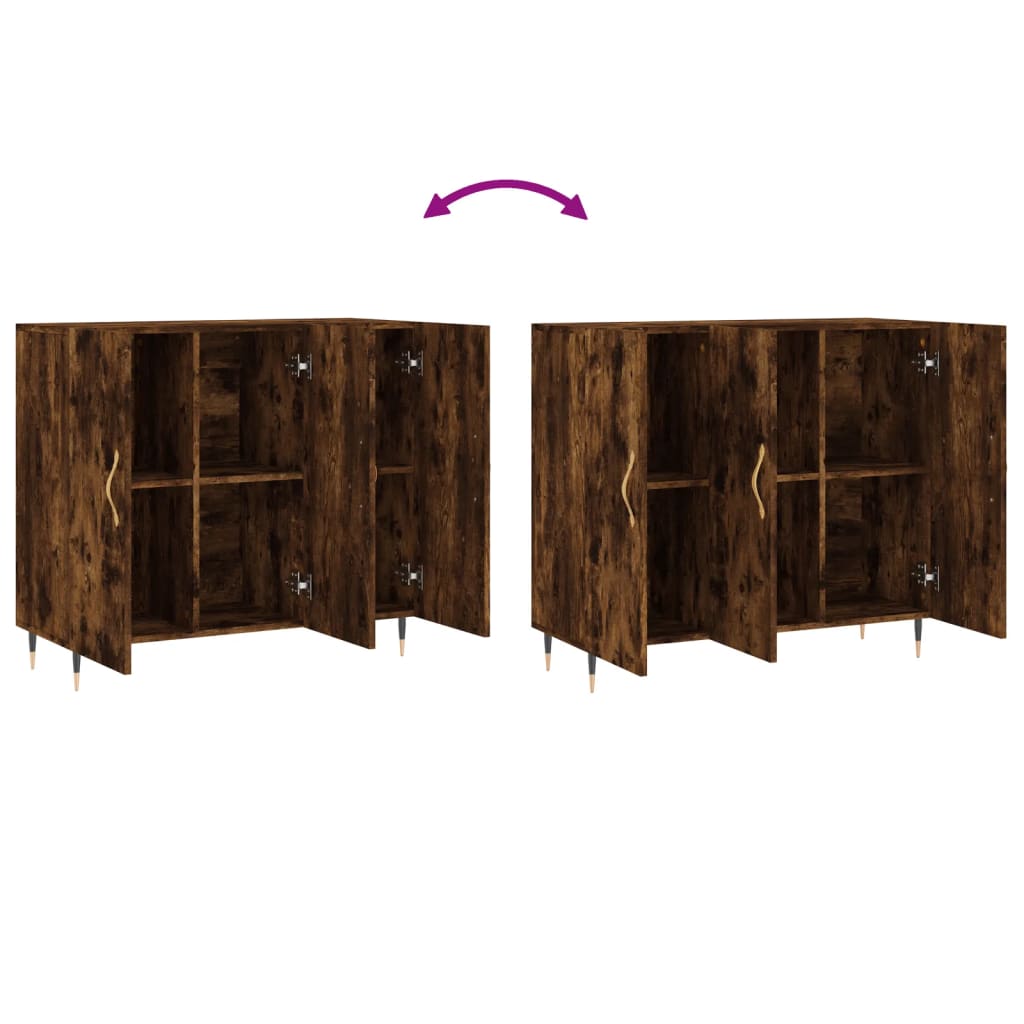 Sideboard Smoked Oak 90x34x80 cm Engineered Wood