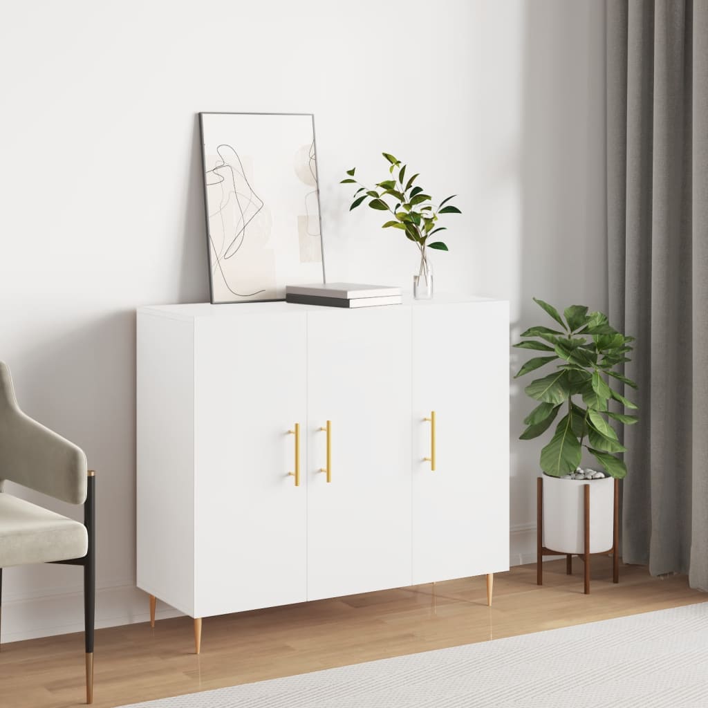 Sideboard White 90x34x80 cm Engineered Wood