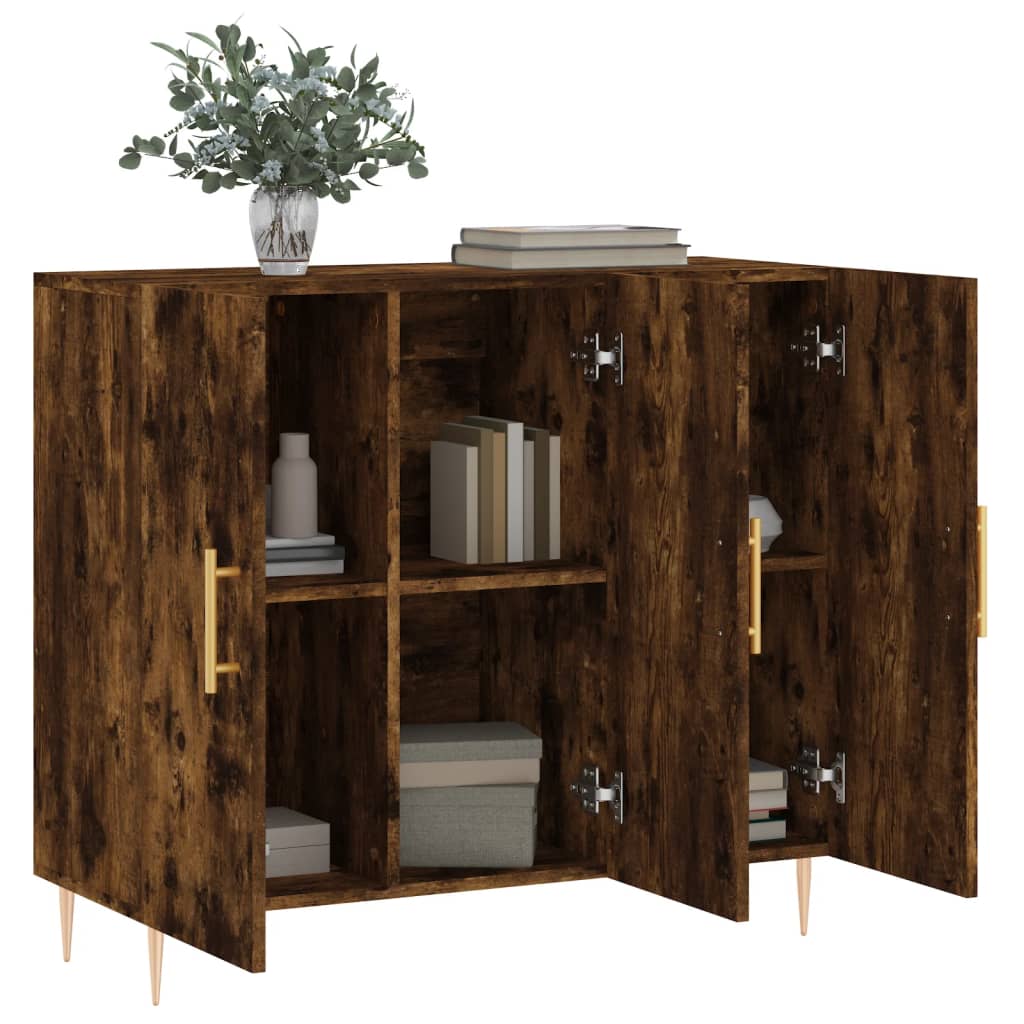 Sideboard Smoked Oak 90x34x80 cm Engineered Wood