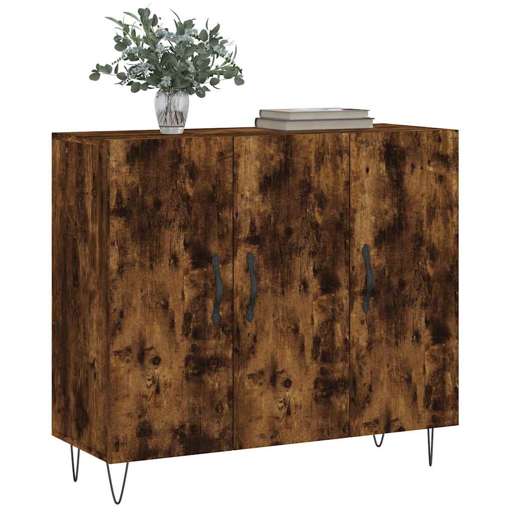 Sideboard Smoked Oak 90x34x80 cm Engineered Wood