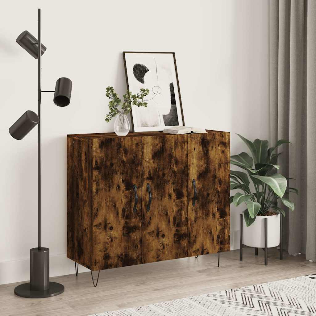 Sideboard Smoked Oak 90x34x80 cm Engineered Wood