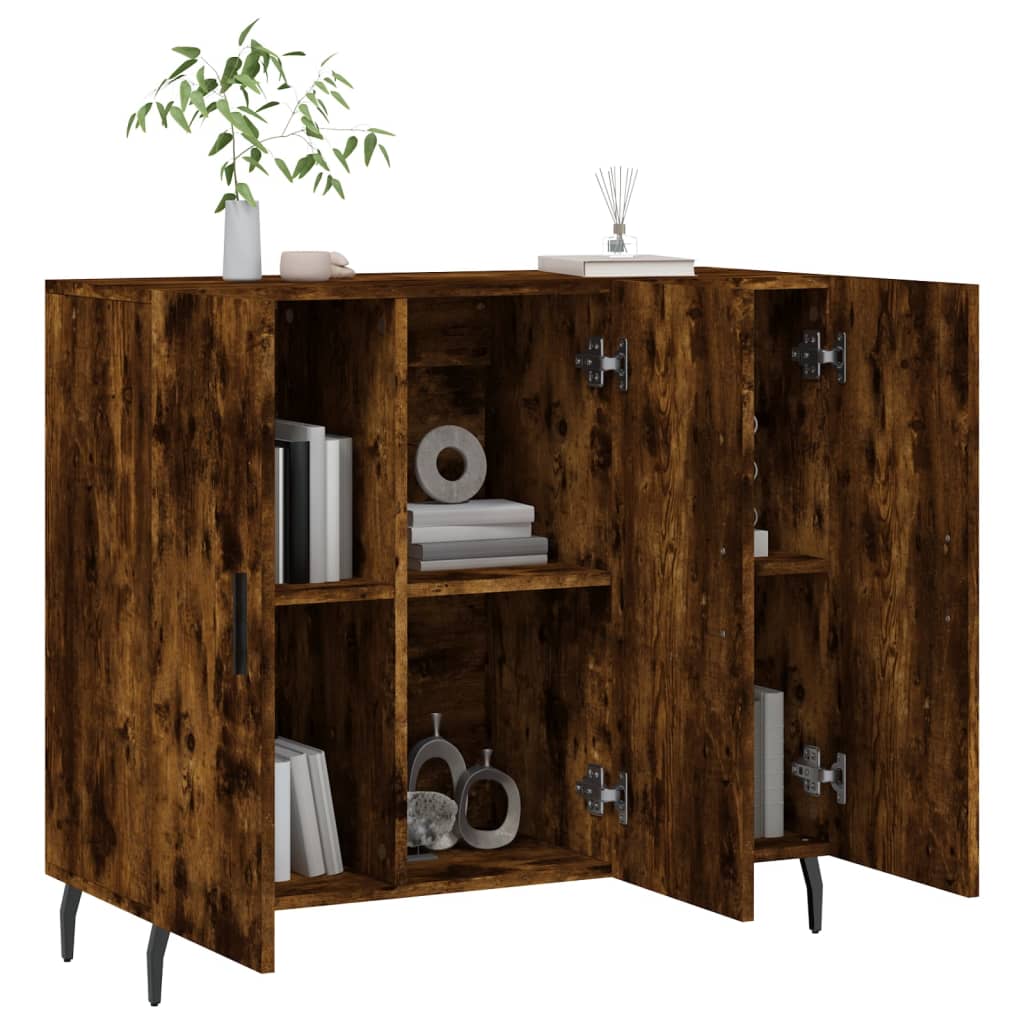 vidaXL Sideboard Smoked Oak 90x34x80 cm Engineered Wood