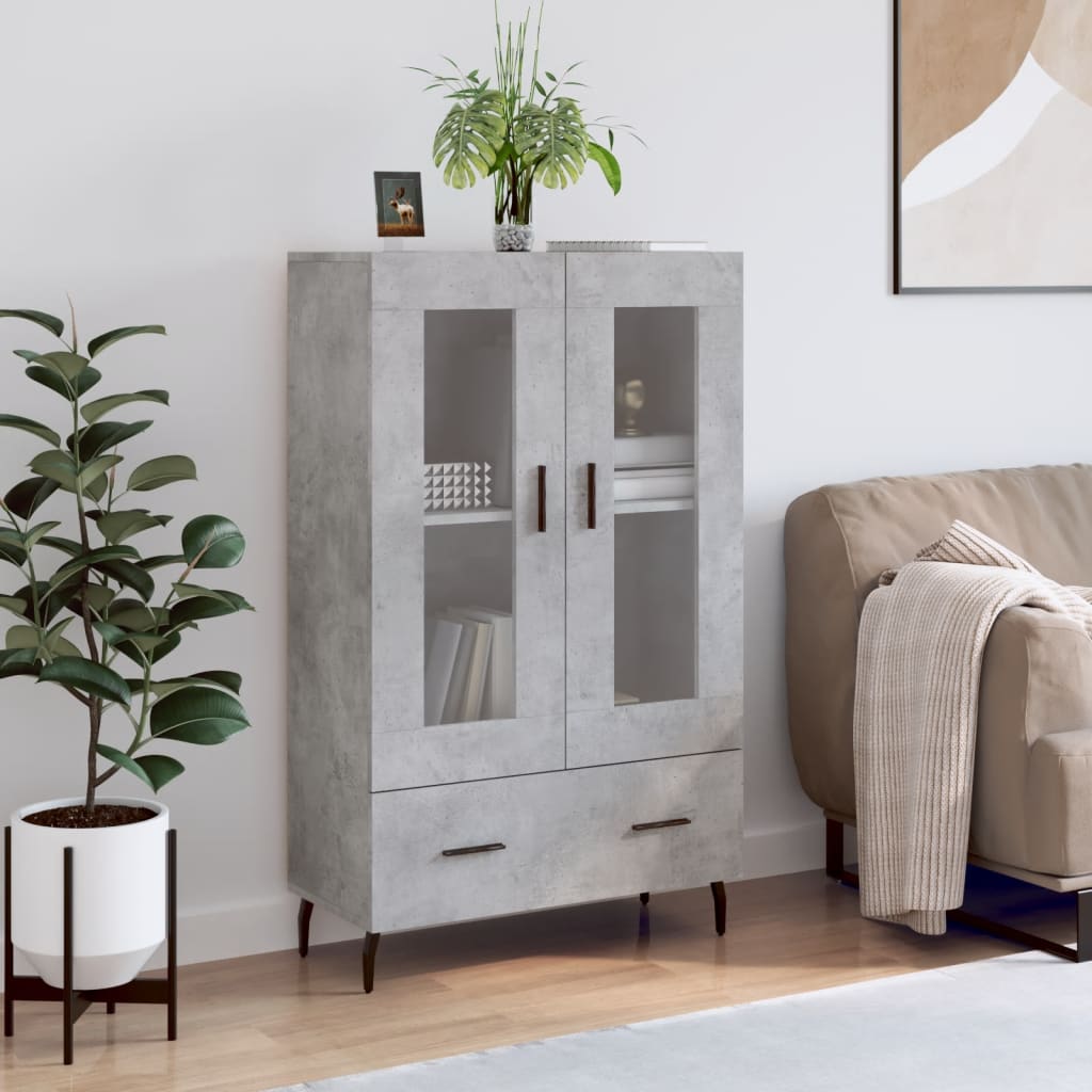 Highboard Concrete Grey 69.5x31x115 cm Engineered Wood