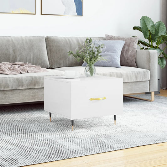 Coffee Table High Gloss White 50x50x40 cm Engineered Wood