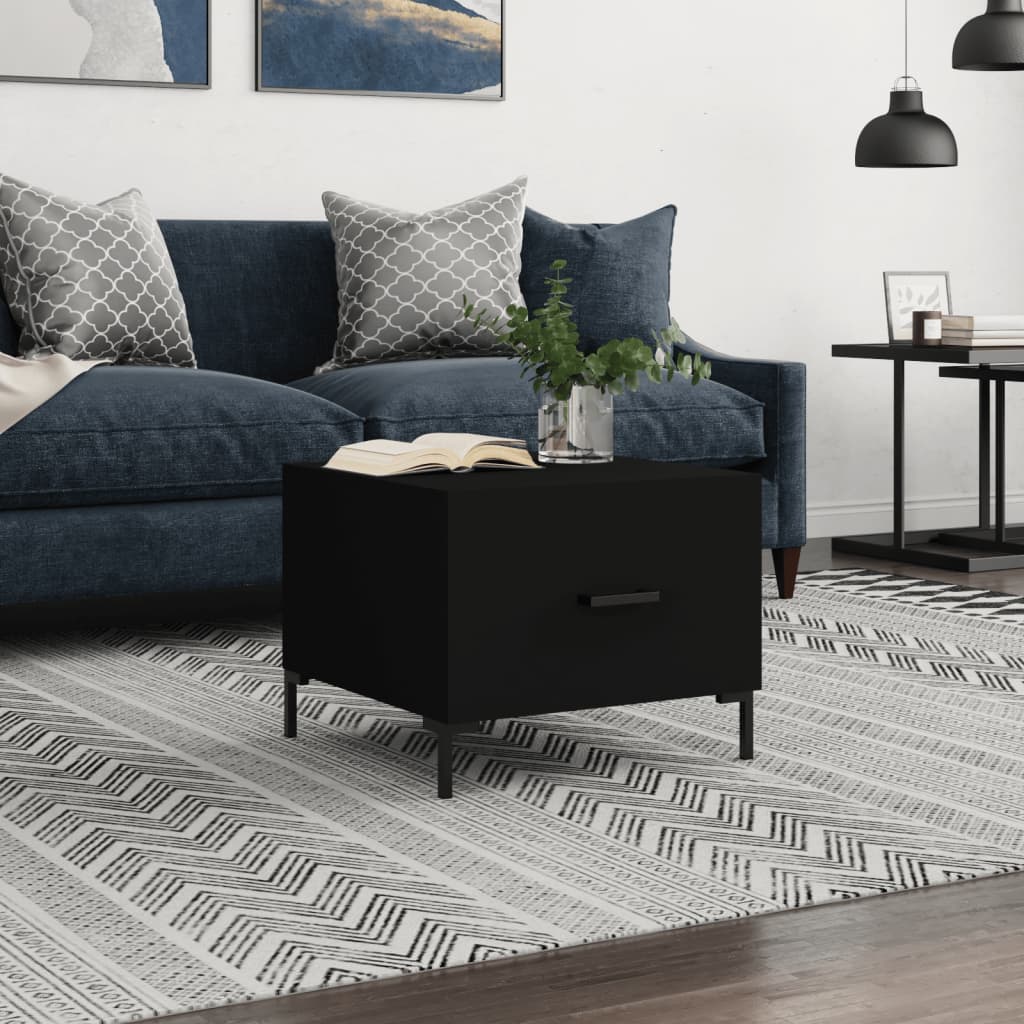Coffee Table Black 50x50x40 cm Engineered Wood