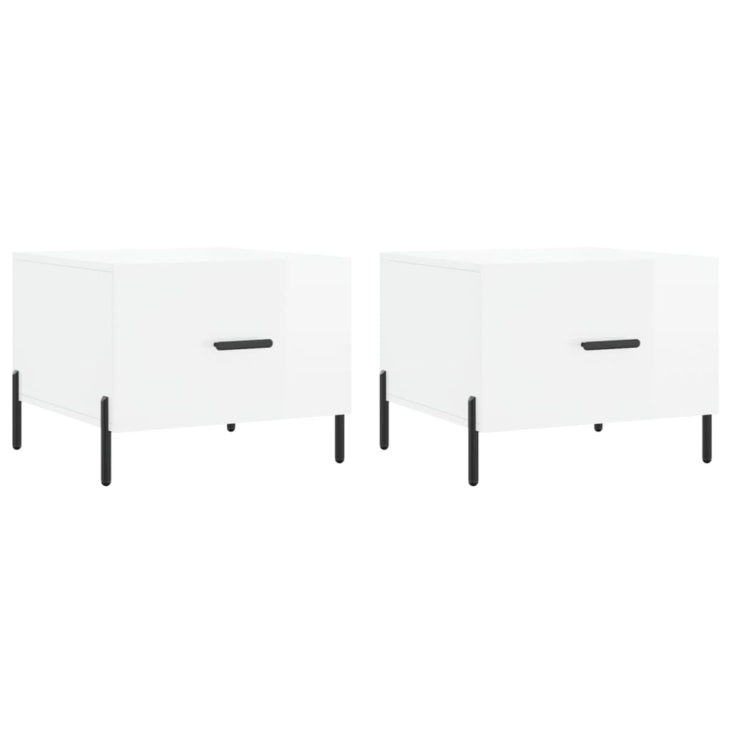Coffee Tables 2pcs High Gloss White 50x50x40 cm Engineered Wood