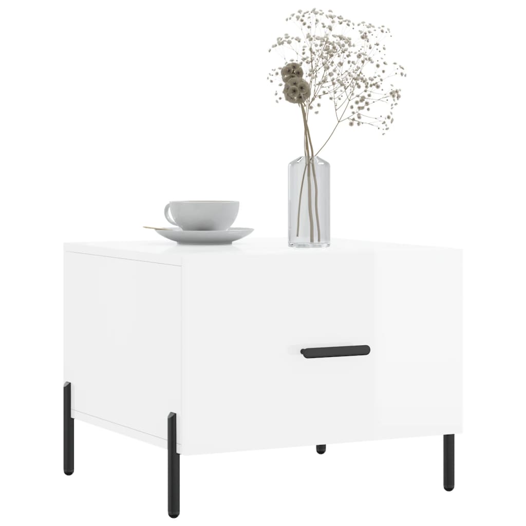 Coffee Tables 2pcs High Gloss White 50x50x40 cm Engineered Wood