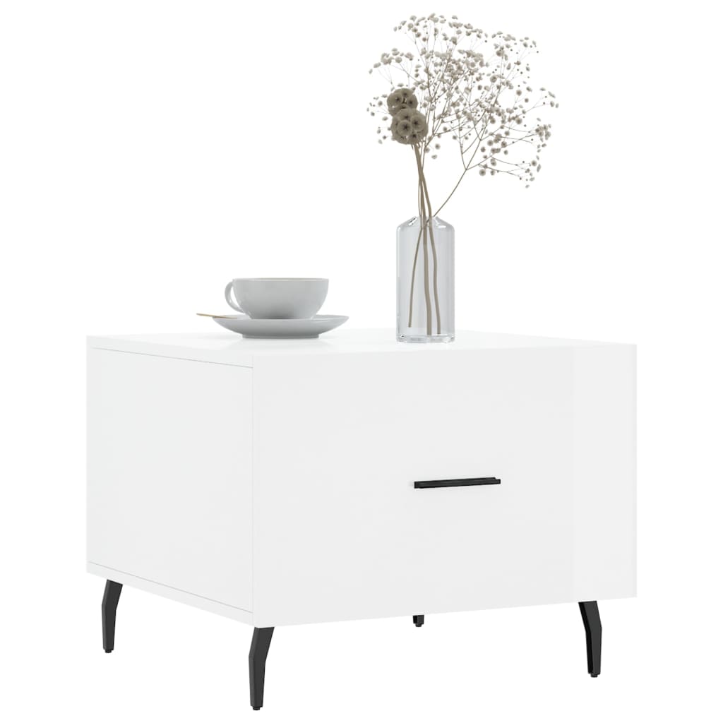Coffee Table High Gloss White 50x50x40 cm Engineered Wood