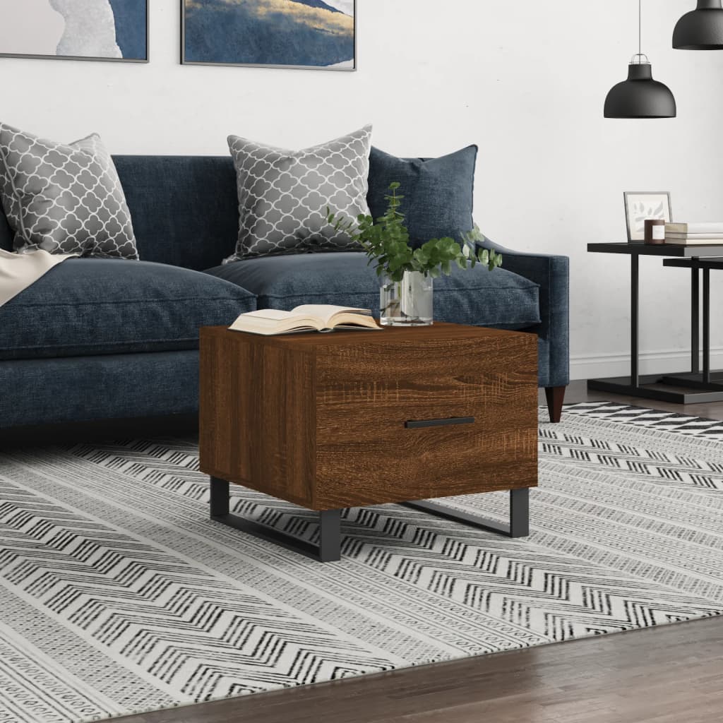 Coffee Table Brown Oak 50x50x40 cm Engineered Wood