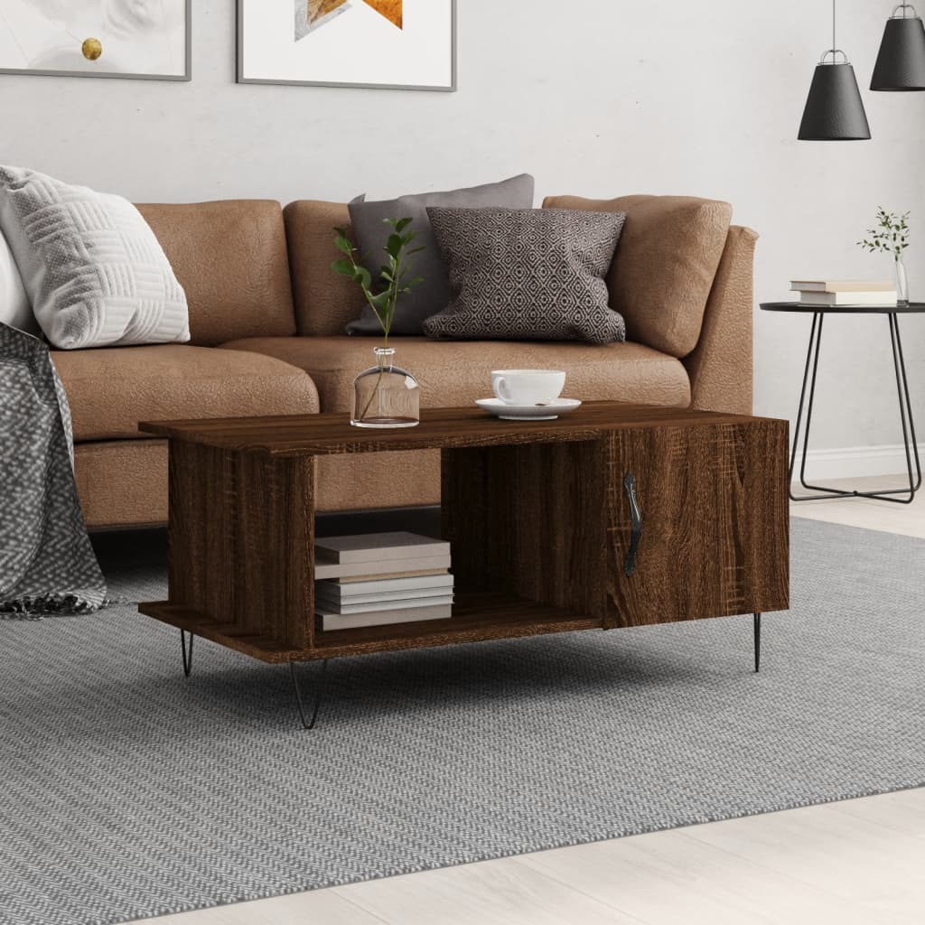 Coffee Table Brown Oak 90x50x40 cm Engineered Wood