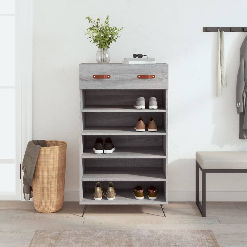 vidaXL Shoe Cabinet Grey Sonoma 60x35x105 cm Engineered Wood