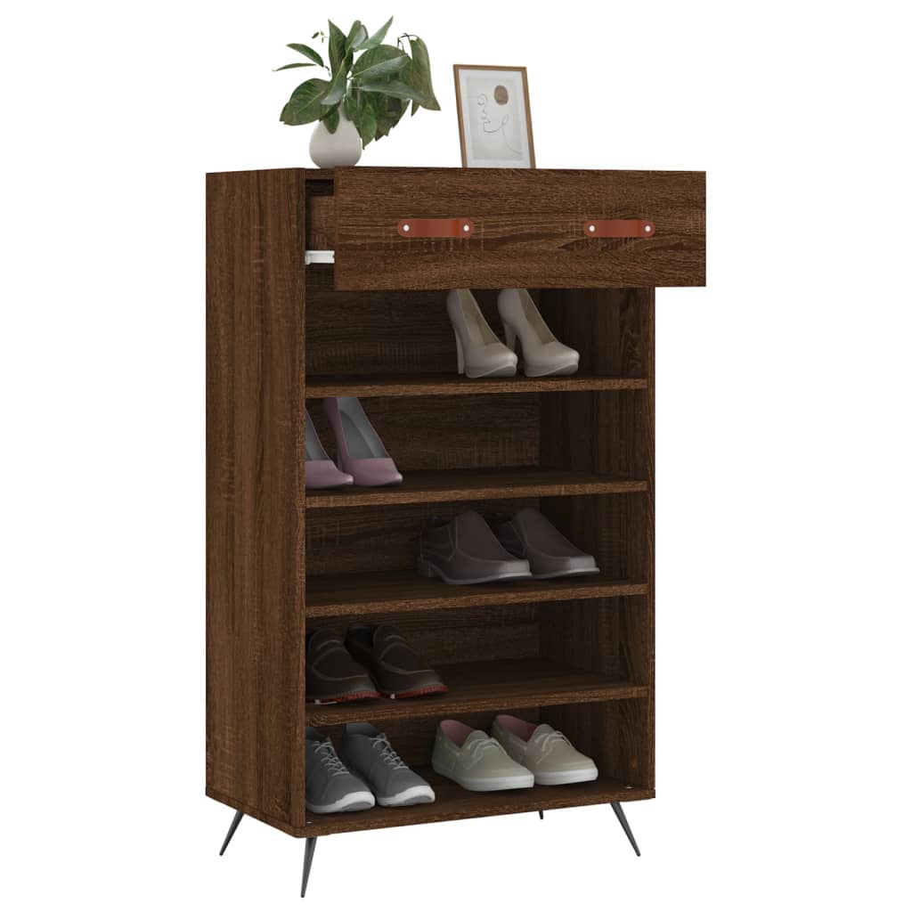 vidaXL Shoe Cabinet Brown Oak 60x35x105 cm Engineered Wood