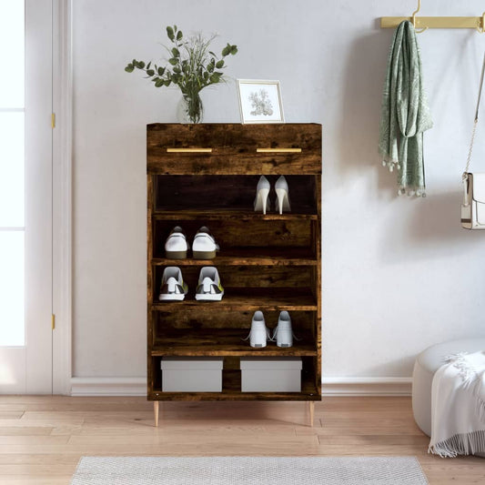 vidaXL Shoe Cabinet Smoked Oak 60x35x105 cm Engineered Wood