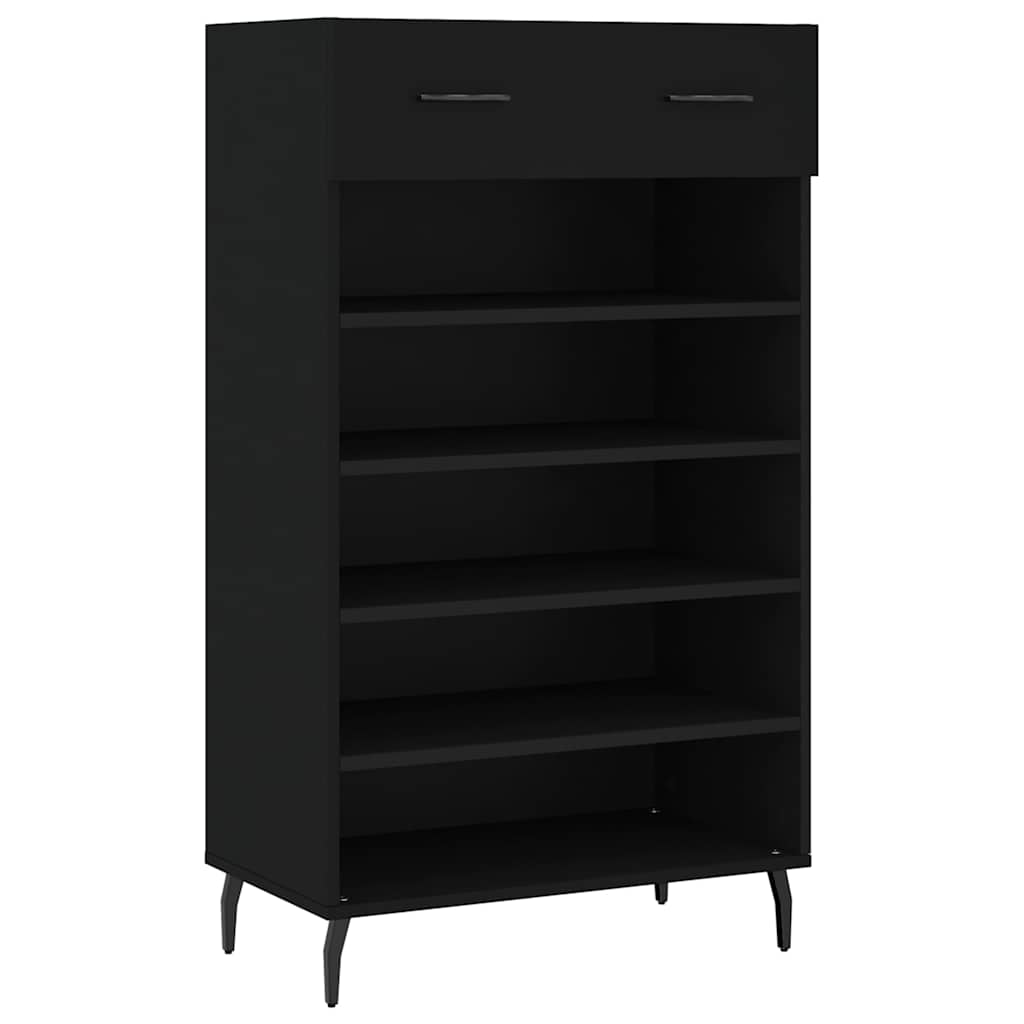 Shoe Cabinet | Black | Engineered wood, iron, aluminium | 60x35x105 cm