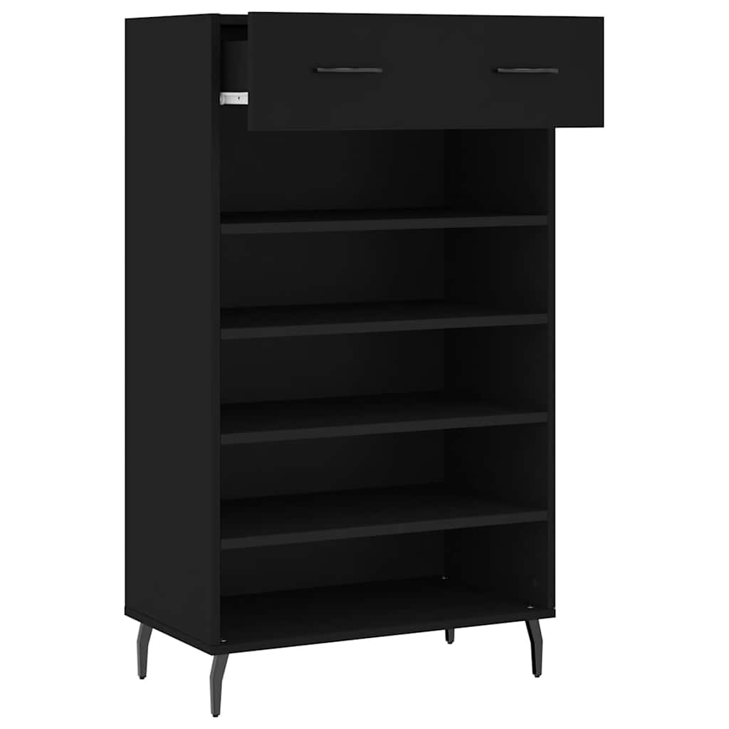 Shoe Cabinet | Black | Engineered wood, iron, aluminium | 60x35x105 cm