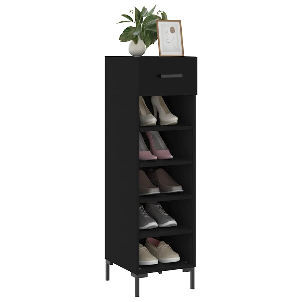 Shoe Cabinet | Black | Engineered wood | 30 cm x 35 cm x 105 cm